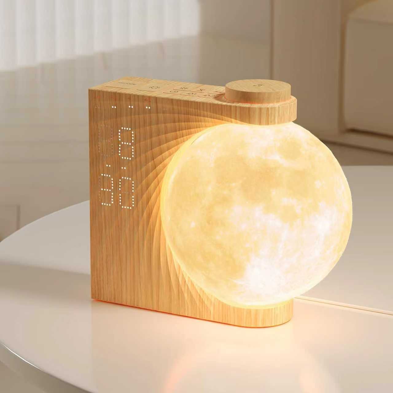 White Noise Machine Sleep - Lámpara Lunar con Luz Nocturna, Despertador